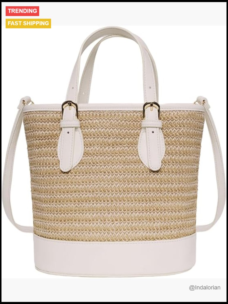 Straw Bucket Bag Crossbody Top-Handle Beach Clutch Travel Shoulder Purse